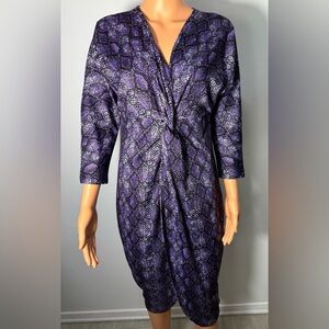 New York & Company Purple Snake Print Midi Dress